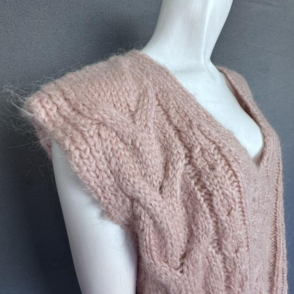 Zara Sweater Dress Womens Medium‎ Pink Cable Knit Sleeveless Alpaca Boho Preppy - Picture 7 of 16